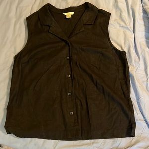 Ladies black linen/rayon sleeveless top Medium